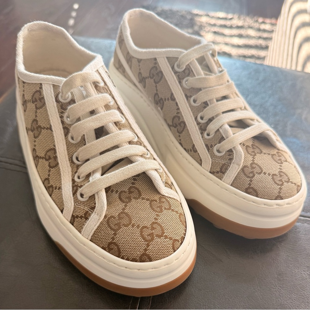 Gucci Beige and Brown Athletic Shoes
